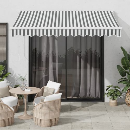 Прибираща се тента, антрацит и бяло, 3x2,5 м, плат и алуминий
