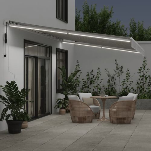Автоматично прибираща се тента с LED антрацит и бял 600x350 см
