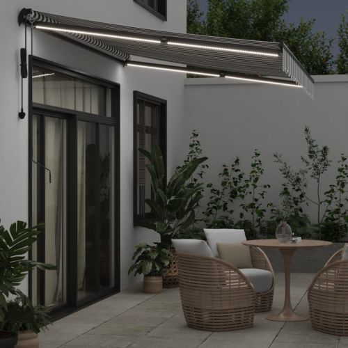 Автоматично прибираща се тента с LED антрацит и бял 350x250 см