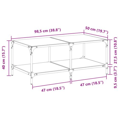 Маса за кафе с прозрачен стъклен плот 98,5x50x40 см стомана