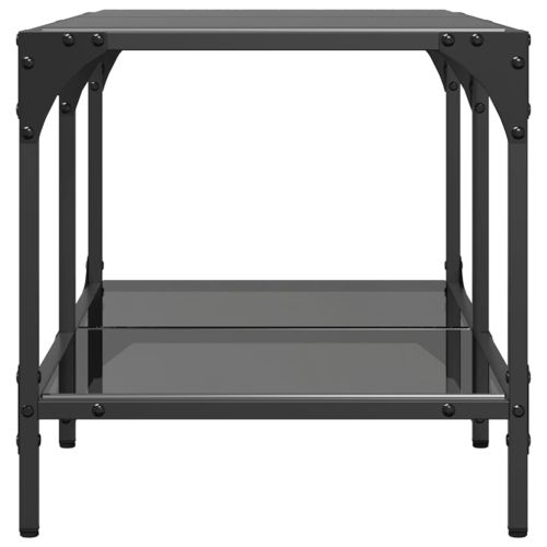 Маса за кафе с черен стъклен плот 78,5x40x40 см стомана