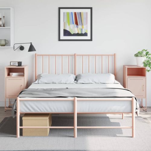 Нощни шкафчета 2 бр розов 36x39x78 см стомана