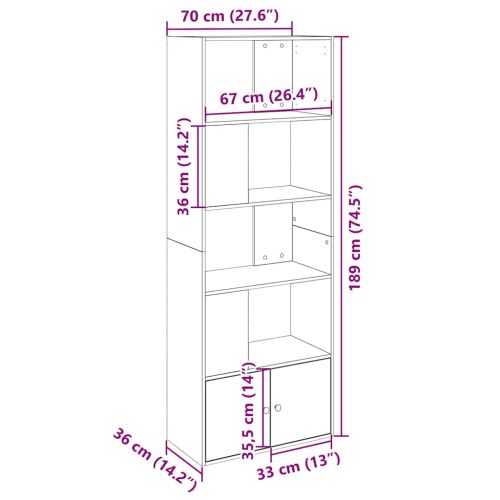 Библиотека черна 70x36x189 см инженерно дърво