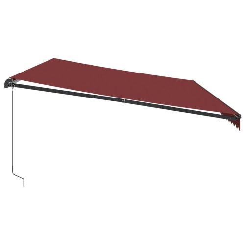 Ръчно прибираща се тента с LED, бордо, 600x350 см