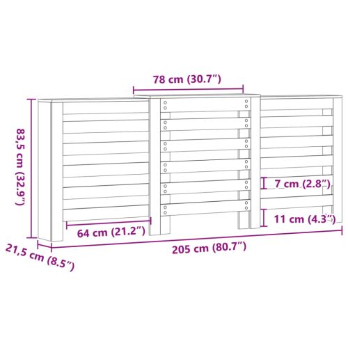 Капак за радиатор, старо дърво, 205x21,5x83,5см инженерно дърво
