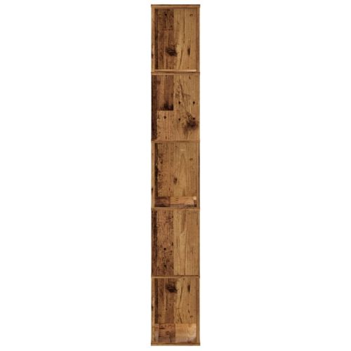 Библиотека 5 рафта старо дърво 45x23,5x162,5 см инженерно дърво
