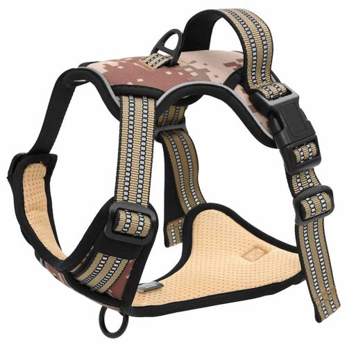 Кучешки нагръдник с повод, регулируем, камуфлажно кафяво, XL
