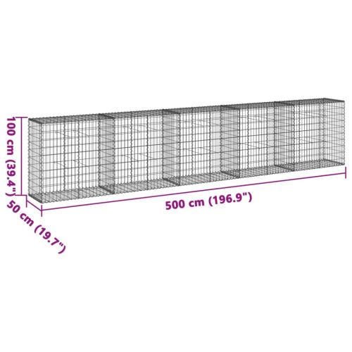 Габионна кошница с покритие, 500x50x100 см, поцинковано желязо