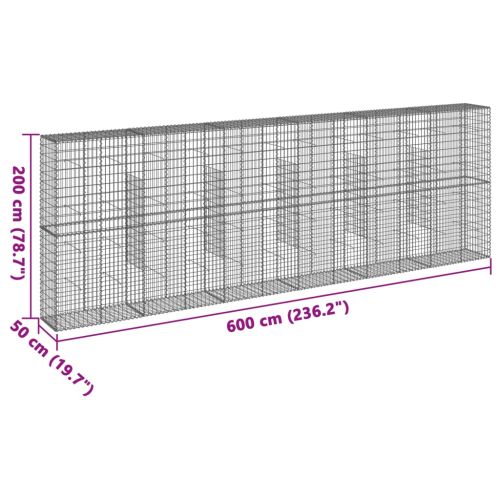 Габионна кошница с покритие, 600x50x200 см, поцинковано желязо