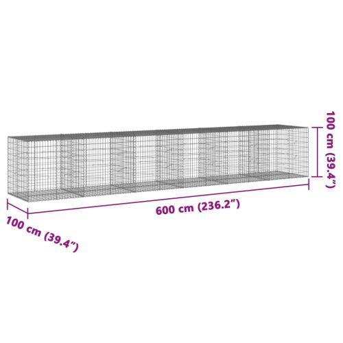 Габионна кошница с покритие, 600x100x100 см, поцинковано желязо