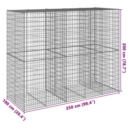 Габионна кошница с покритие, 250x100x200 см, поцинковано желязо