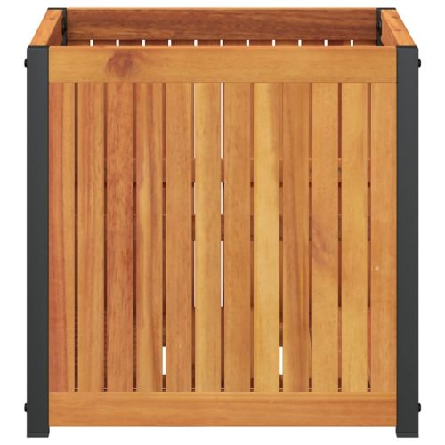 Градинска кашпа 45x45x44 см масивна акация и стомана