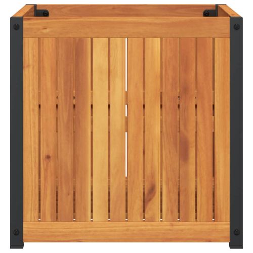 Градинска кашпа 45x45x44 см масивна акация и стомана