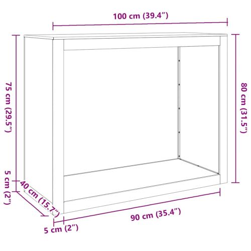 Стойка за дърва за огрев 100x40x80 cm Патинираща стомана