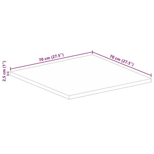 Плот за маса 70x70x2,5 см квадратен манго масив