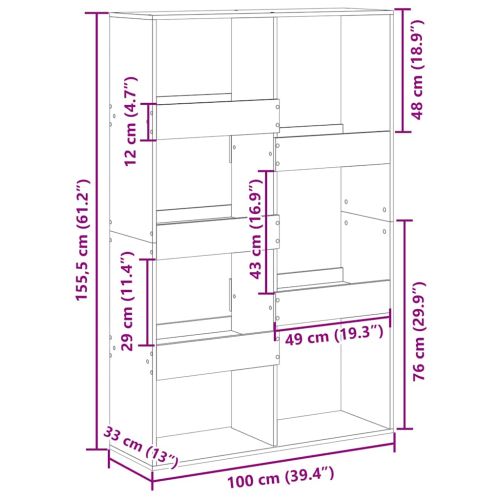 Разделител за стая бетонно сив 100x33x155,5 см инженерно дърво
