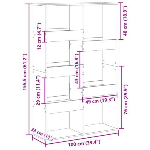 Разделител за стая старо дърво 100x33x155,5 см инженерно дърво