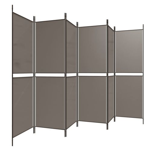 Параван за стая, 6 панела, антрацит, 300x220 cм, текстил