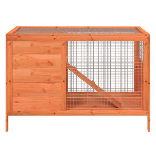 Клетка за зайци кафява 103x44x69,5 см борово дърво масив