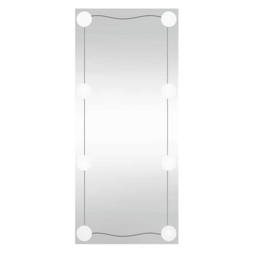 Стенно огледало с LED лампи 40x80 см стъкло правоъгълно