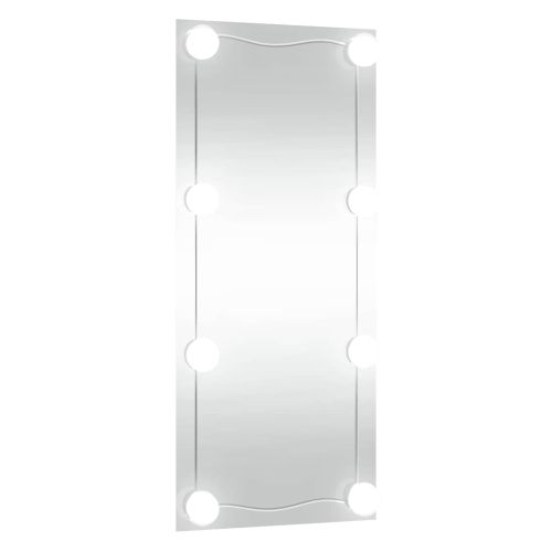 Стенно огледало с LED лампи 40x80 см стъкло правоъгълно