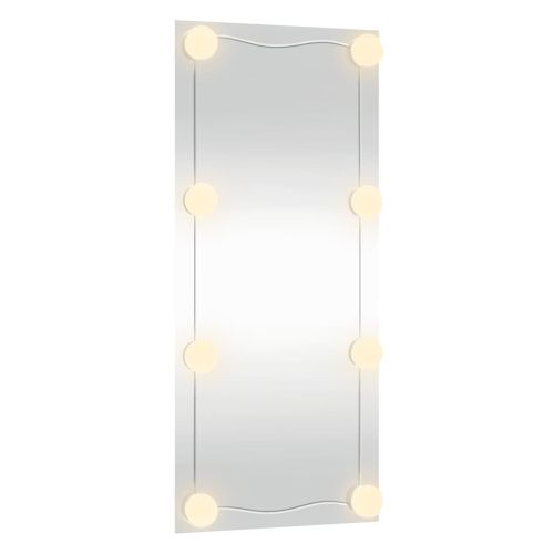Стенно огледало с LED лампи 40x80 см стъкло правоъгълно