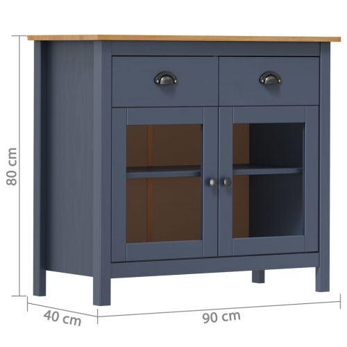 Сайдборд Hill сив 90x40x80 см борово дърво масив