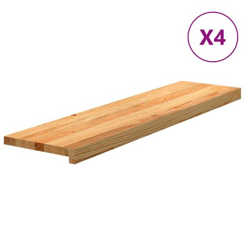 Стълбищни стъпала, 4 бр, светлокафяви, 100x25x2 см, дъб масив