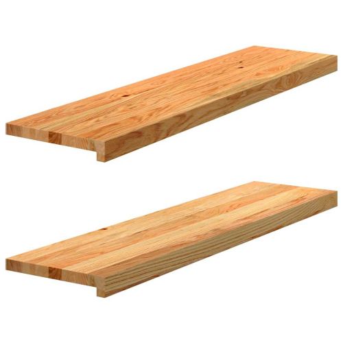 Прозоречни первази, 2 бр, светлокафяви, 100x25x2 см, дъб масив