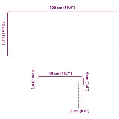Прозоречни первази, 2 бр, кафяво-черни, 100x40x2 см, дъб масив