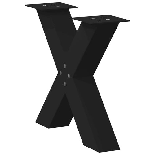 Крака за масичка за кафе, X-образни, 2 бр., черни, 50 x (42-43) см, стомана
