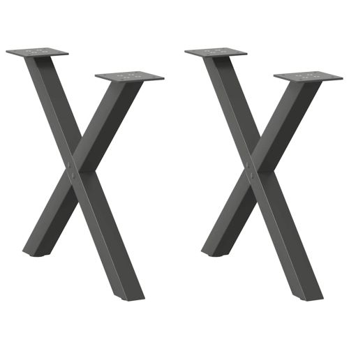 Крака за масичка за кафе, X-образни, 2 бр., антрацит, 50 x (42-43) см, стомана