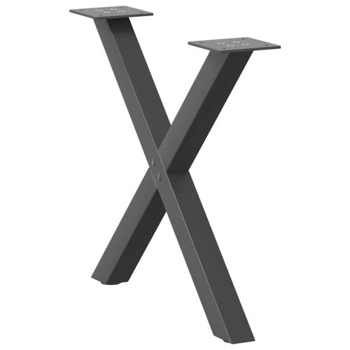Крака за масичка за кафе, X-образни, 2 бр., антрацит, 50 x (42-43) см, стомана