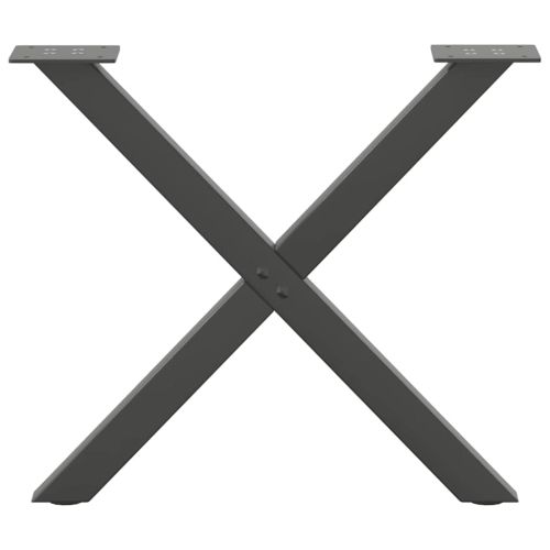 Крака за масичка за кафе, X-образни, 2 бр., антрацит, 50 x (42-43) см, стомана