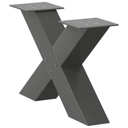 Крака за масичка за кафе, X-образни, 2 бр., антрацит, 60x(30-31) см, стомана