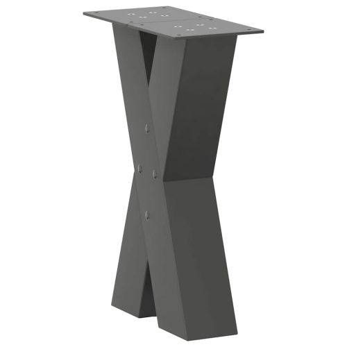 Крака за масичка за кафе, X-образни, 2 бр., антрацит, 38 x (42-43) см, стомана