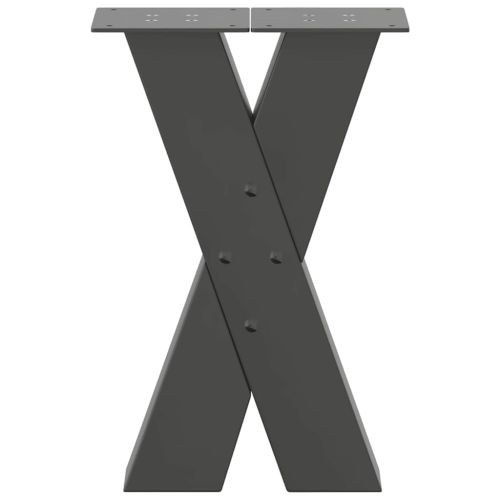 Крака за масичка за кафе, X-образни, 2 бр., антрацит, 38 x (42-43) см, стомана