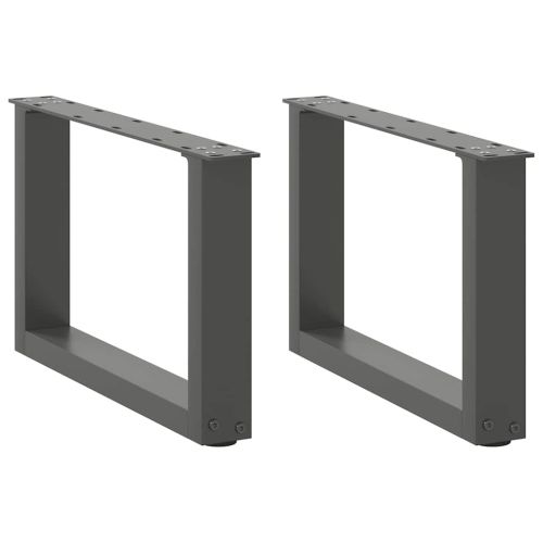Крака за масичка за кафе, U-образни, 2 бр., антрацит, 50x(30-31) см, стомана