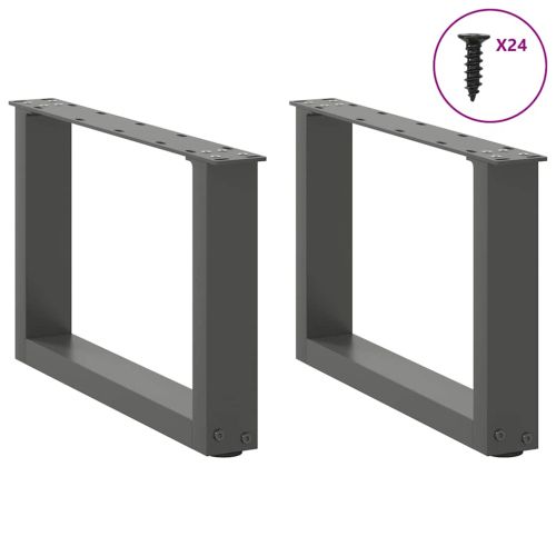 Крака за масичка за кафе, U-образни, 2 бр., антрацит, 50x(30-31) см, стомана