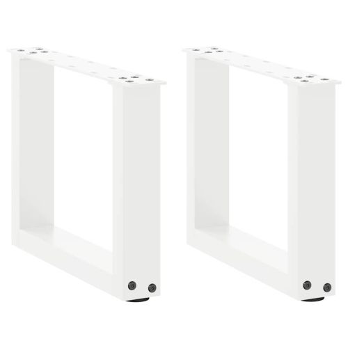Крака за масичка за кафе, U-образни, 2 бр., бели, 40 x (30-31) см, стомана