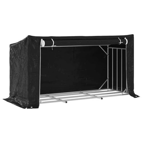 vidaxL Стойка за дърва за огрев с дъждобран, 200,5x80,5x110,5 см