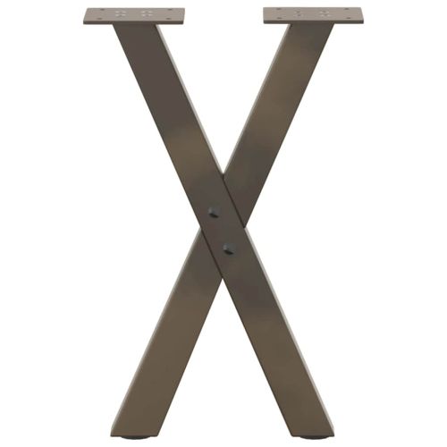 Крака за масичка за кафе, X-образни, 2 бр., естествена стомана, 28 x (42-43) см, стомана