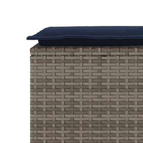 Градинска пейка с възглавница сива 110x40x44 cm Поли ратан