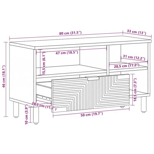 TV шкаф кафяв 80x33x46 cm масивна дървесина манго