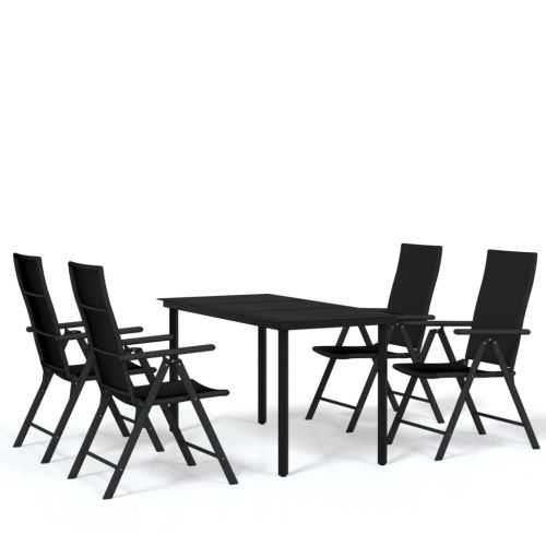 Градински трапезен комплект, 5 части, черен