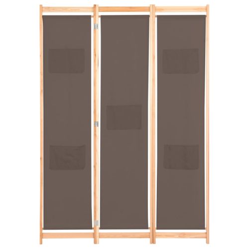 Параван за стая, 3 панела, кафяв, 120x170x4 cм, текстил