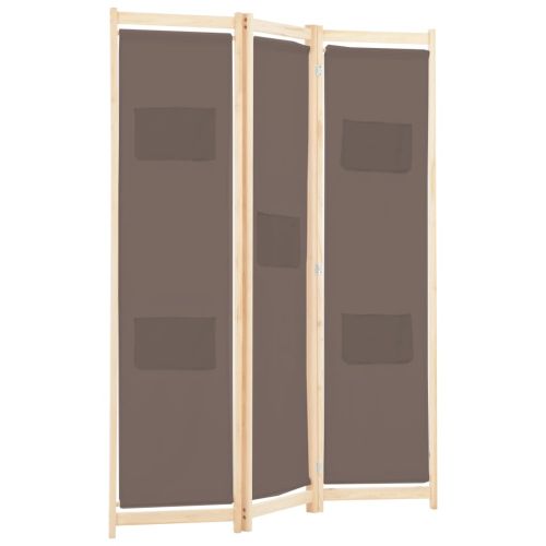 Параван за стая, 3 панела, кафяв, 120x170x4 cм, текстил