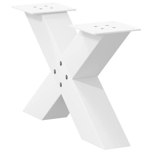 Крака за масичка за кафе, X-образни, 2 бр., бели, 50 x (30-31) см, стомана