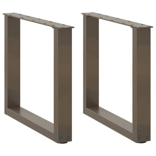 Крака за масичка за кафе, U-образни, 2 бр., естествена стомана, 50 x (42-43) см, стомана
