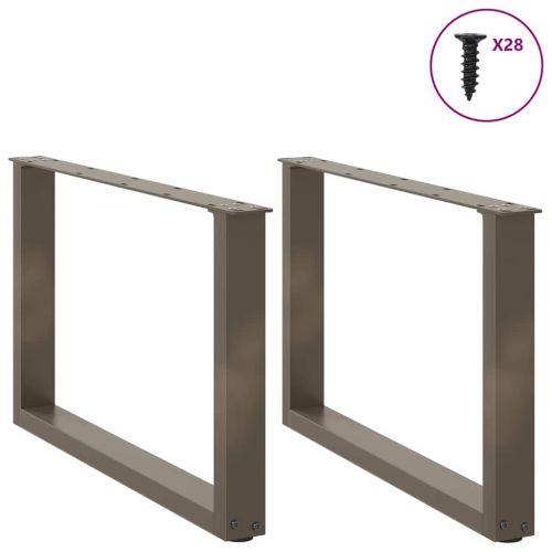 Крака за масичка за кафе, U-образни, 2 бр., естествена стомана, 70 x (42-43) см, стомана